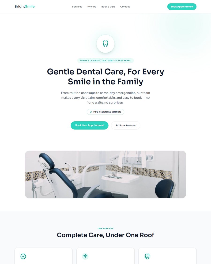 BrightSmile Dental landing page preview