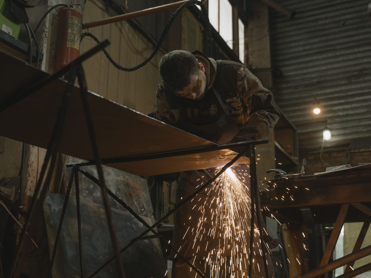 Plate cutting in our workshop